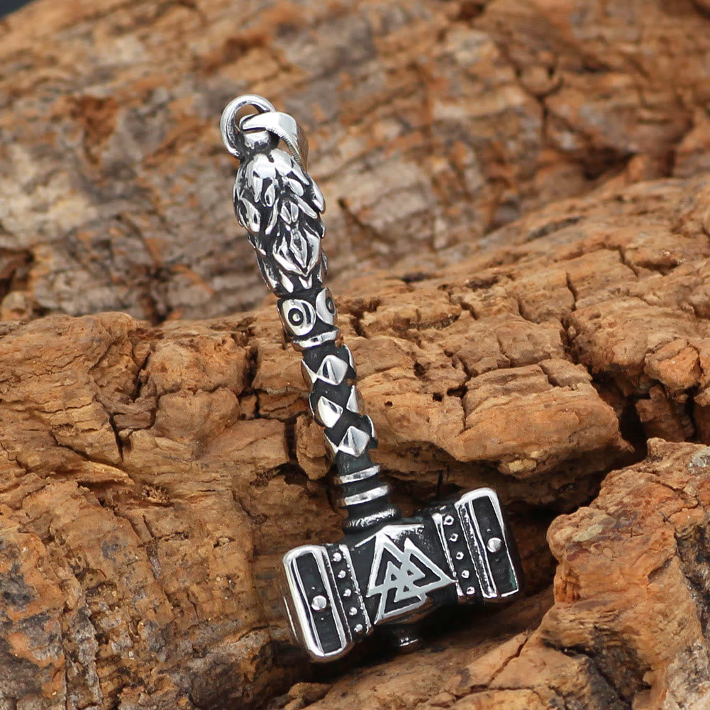 WorldNorse Mjolnir Thor's Hammer And Valknut Necklace