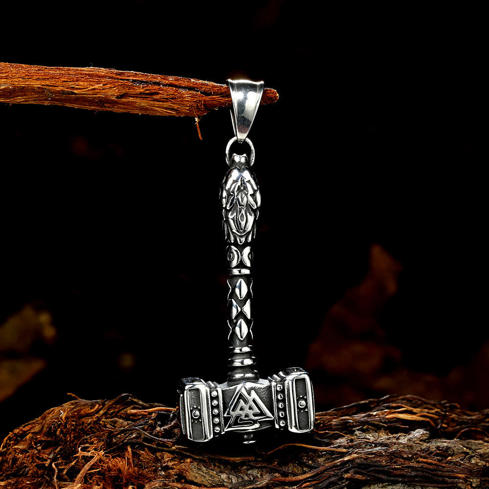 WorldNorse Mjolnir Thor's Hammer And Valknut Necklace
