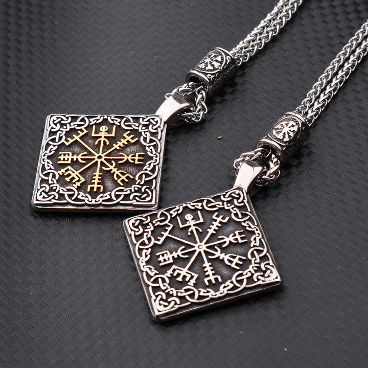 WorldNorse Celtic Knot Surround Vegvisir Geometric Necklace