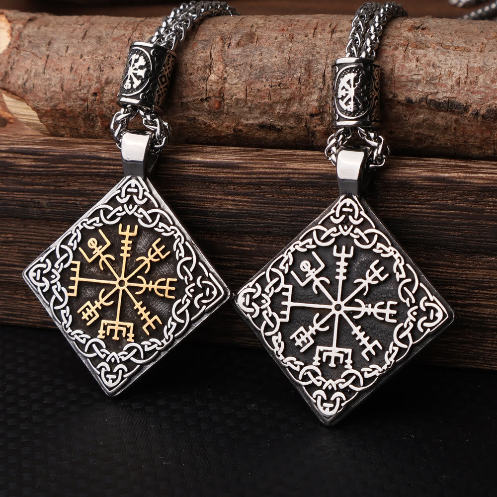 WorldNorse Celtic Knot Surround Vegvisir Geometric Necklace