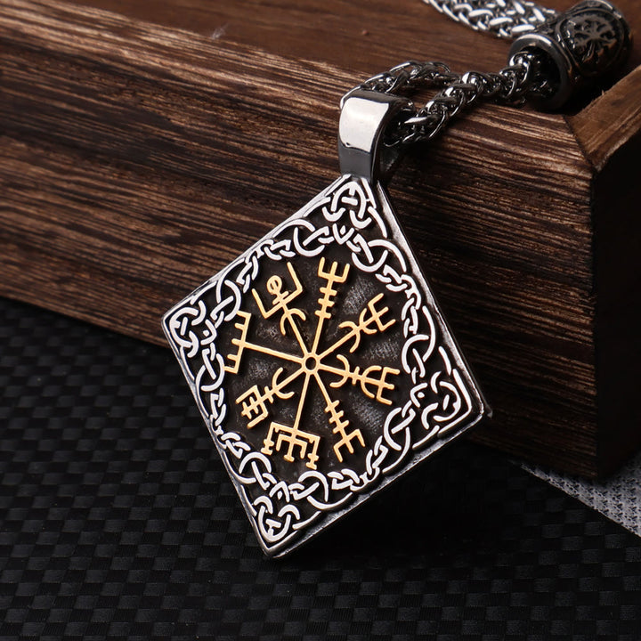 WorldNorse Celtic Knot Surround Vegvisir Geometric Necklace