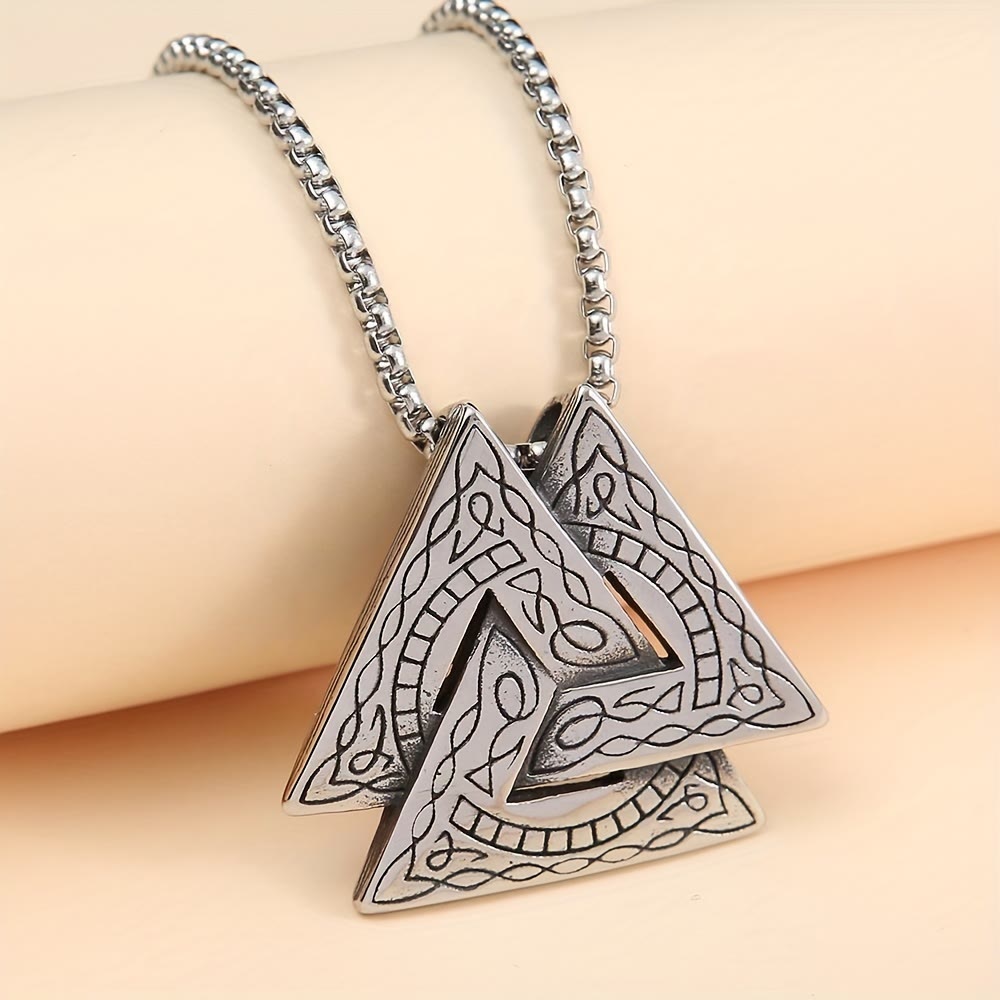 WorldNorse Viking Pirate Odin Triangle Valknut Necklace