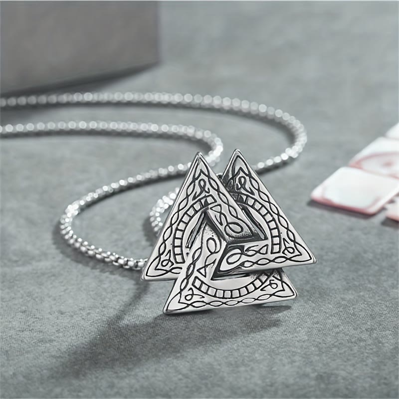 WorldNorse Viking Pirate Odin Triangle Valknut Necklace