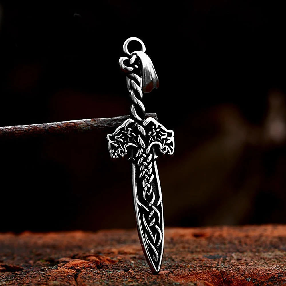 WorldNorse Nordic Viking Warrior Celtic Knot Sword Necklace