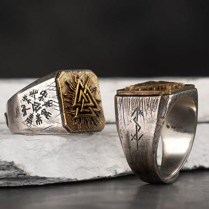 WorldNorse 925 Sterling Silver Valknut Viking Ring
