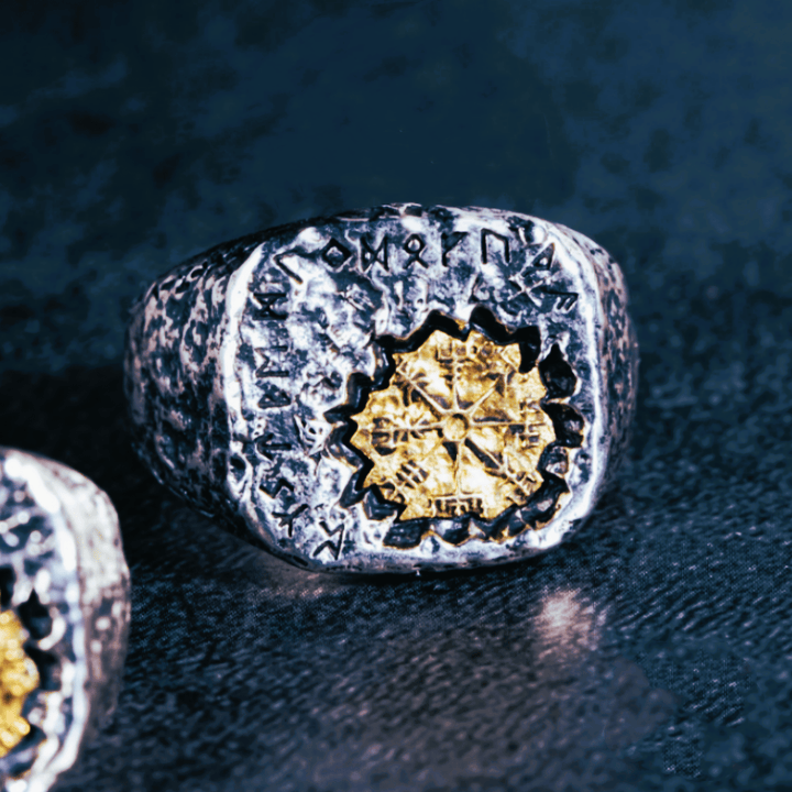 WorldNorse 925 Sterling Silver Viking Signet Magic Circle Ring