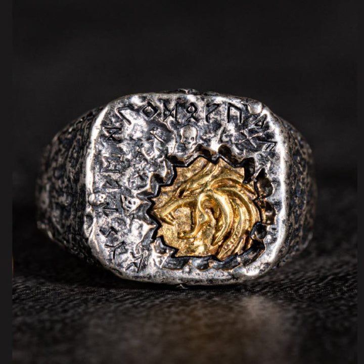 WorldNorse 925 Sterling Silver Witcher Wolf Skull Ring