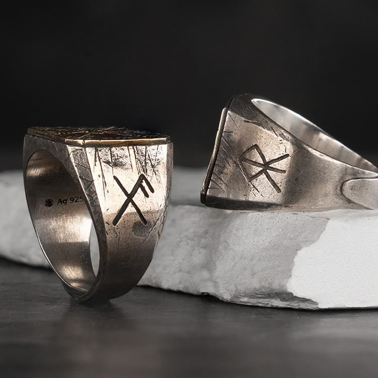 WorldNorse 925 Sterling Silver Vegvisir Viking Signet Ring