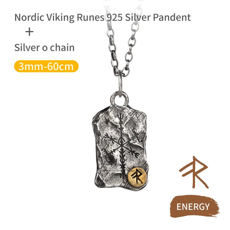 WorldNorse 925 Sterling Silver Rune With Vegvisir Necklace