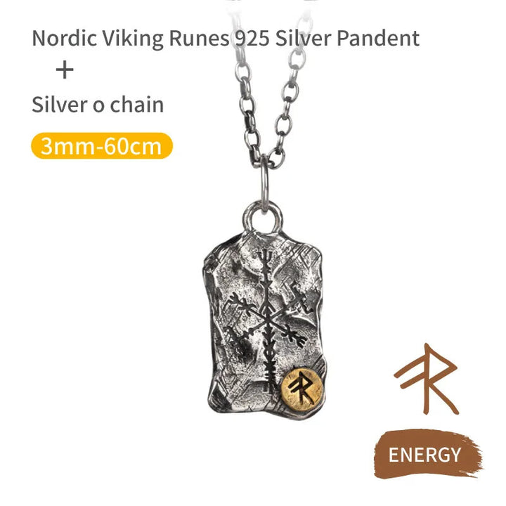 WorldNorse 925 Sterling Silver Rune With Vegvisir Necklace