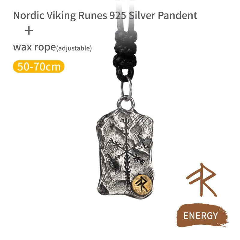 WorldNorse 925 Sterling Silver Rune With Vegvisir Necklace
