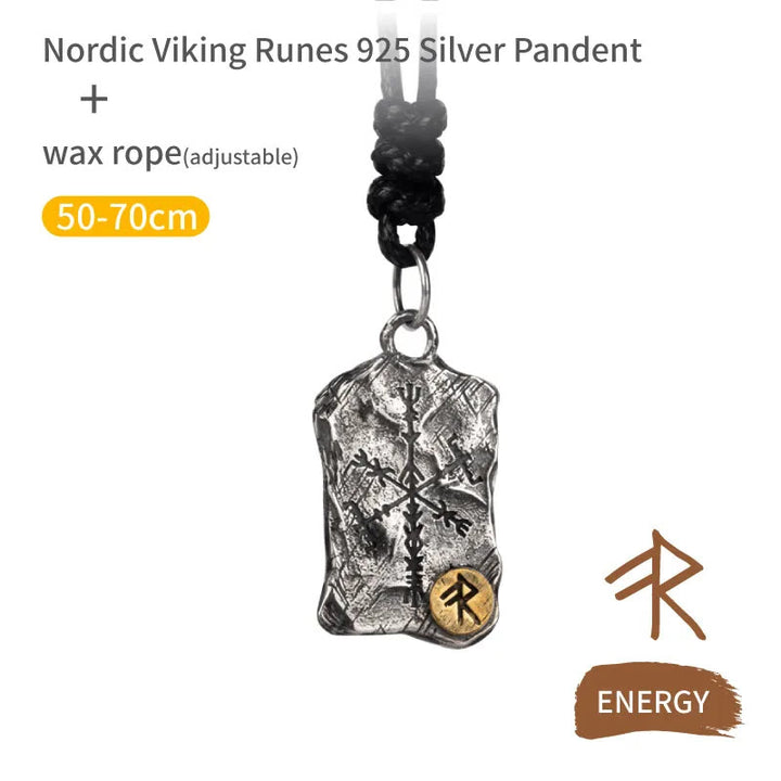 WorldNorse 925 Sterling Silver Rune With Vegvisir Necklace