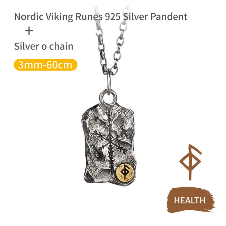 WorldNorse 925 Sterling Silver Rune With Vegvisir Necklace