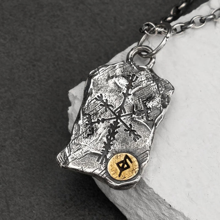 WorldNorse 925 Sterling Silver Rune With Vegvisir Necklace