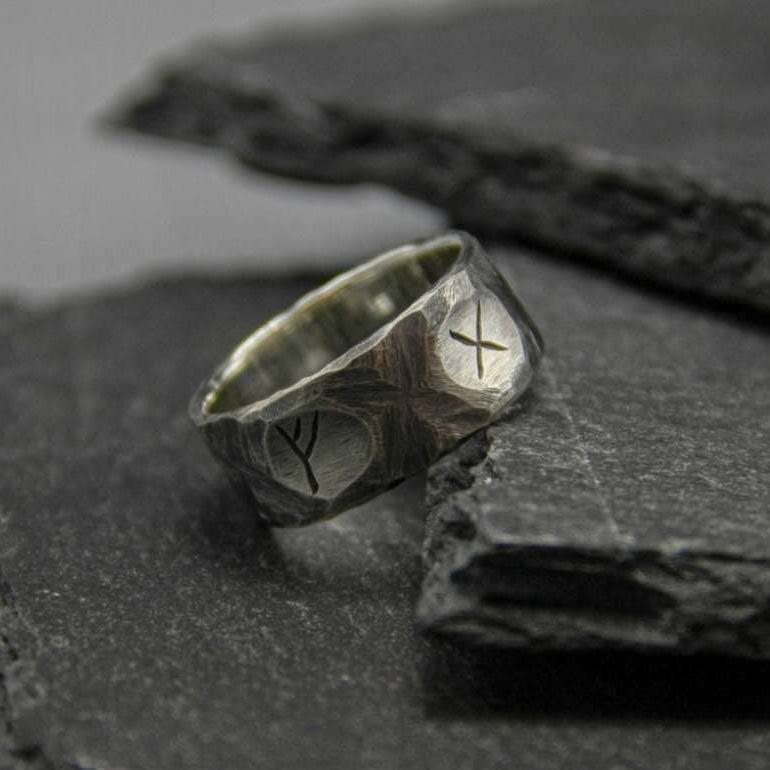 WorldNorse Rustic Rune Rough Hewn Warrior Ring