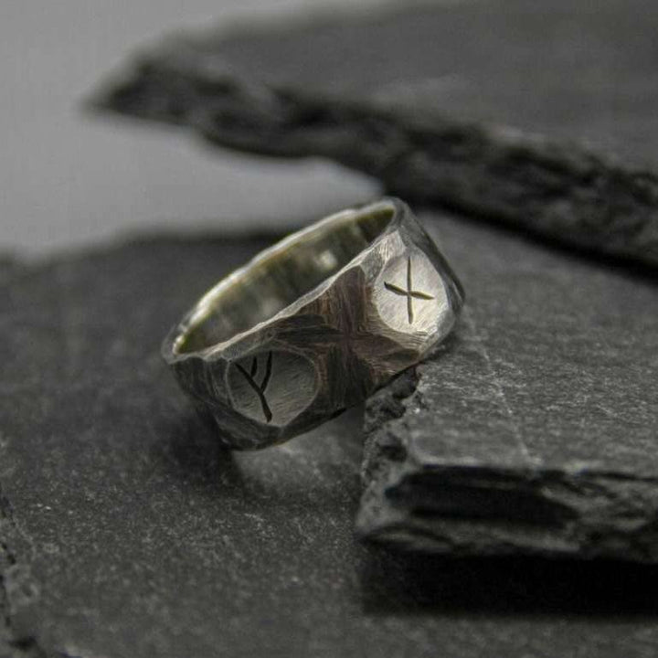 WorldNorse Rustic Rune Rough Hewn Warrior Ring