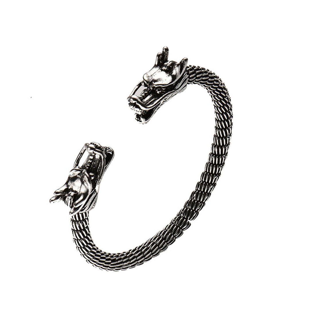WorldNorse Domineering Double Dragon Head Open Bracelet