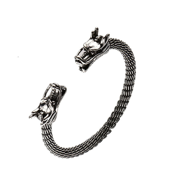 WorldNorse Domineering Double Dragon Head Open Bracelet