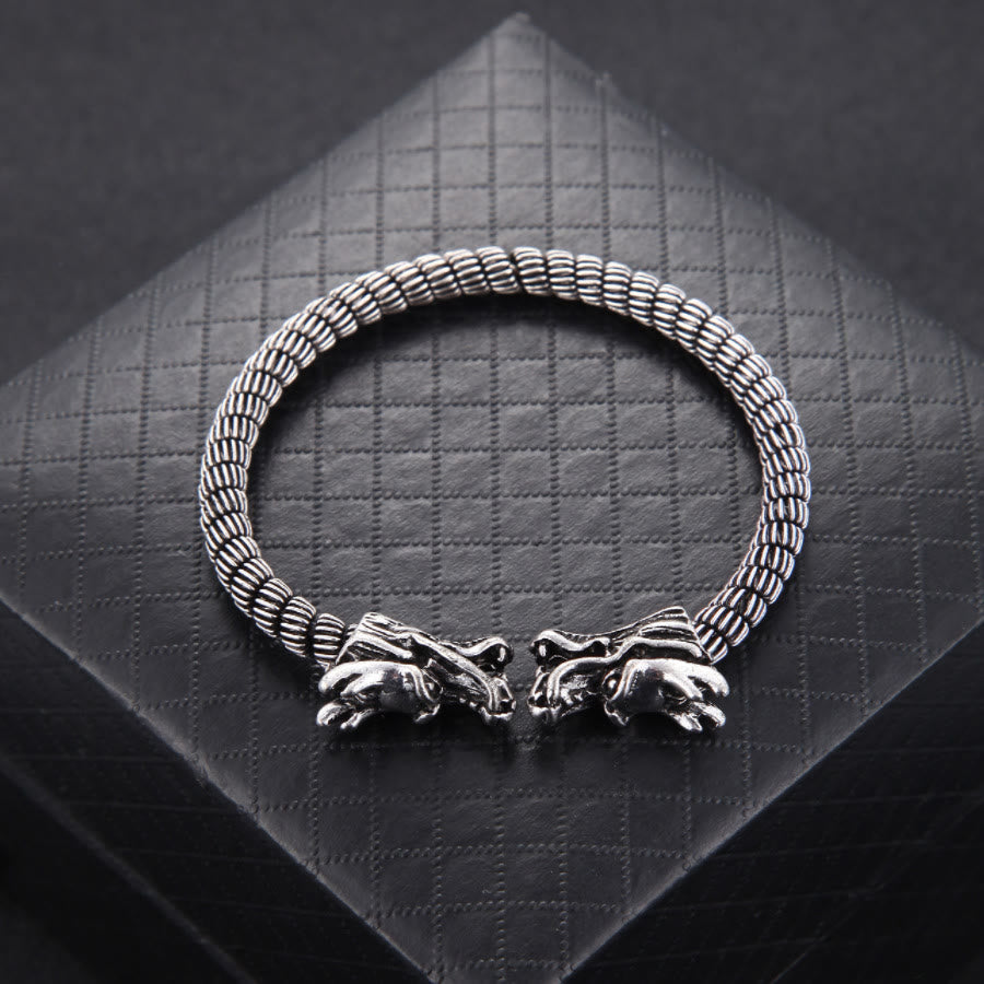 WorldNorse Domineering Double Dragon Head Open Bracelet
