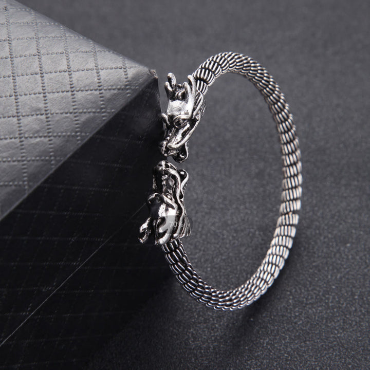 WorldNorse Domineering Double Dragon Head Open Bracelet