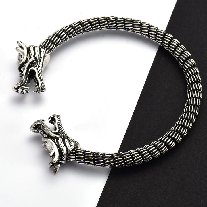 WorldNorse Domineering Double Dragon Head Open Bracelet