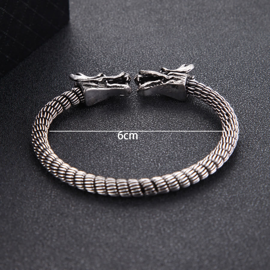 WorldNorse Domineering Double Dragon Head Open Bracelet