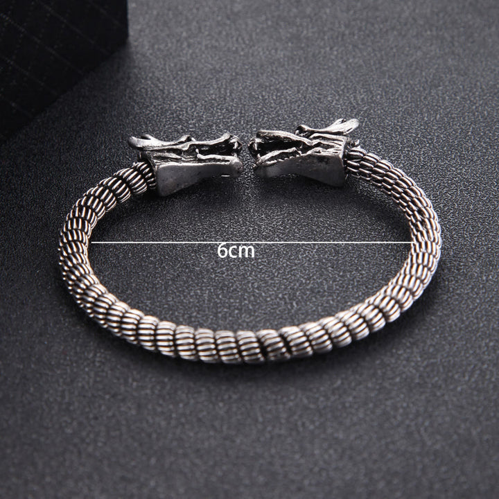 WorldNorse Domineering Double Dragon Head Open Bracelet