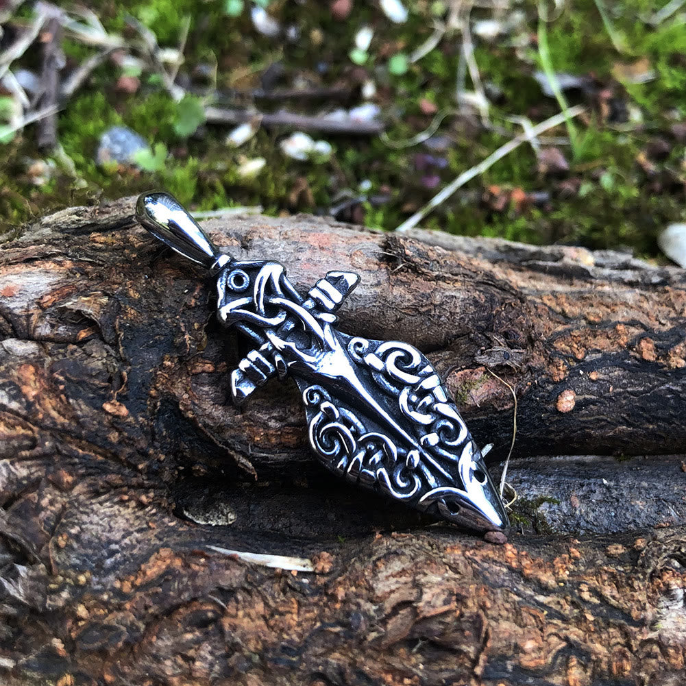 WorldNorse Odin Raven Spear Gungnir Necklace