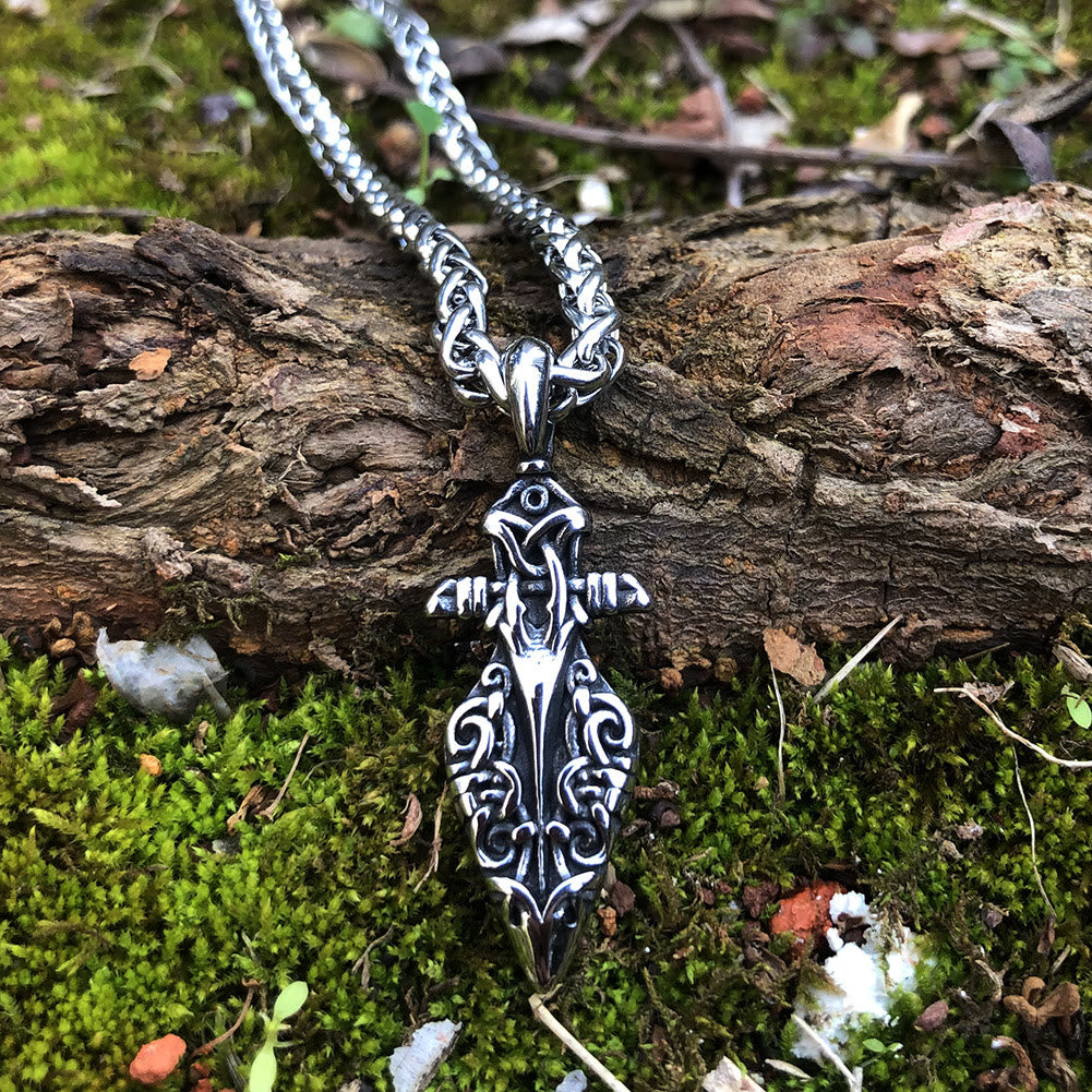 WorldNorse Odin Raven Spear Gungnir Necklace