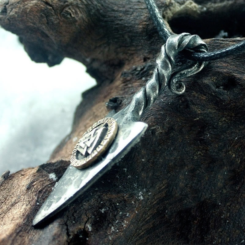 WorldNorse Valknut Spear Weapon Rope Necklace