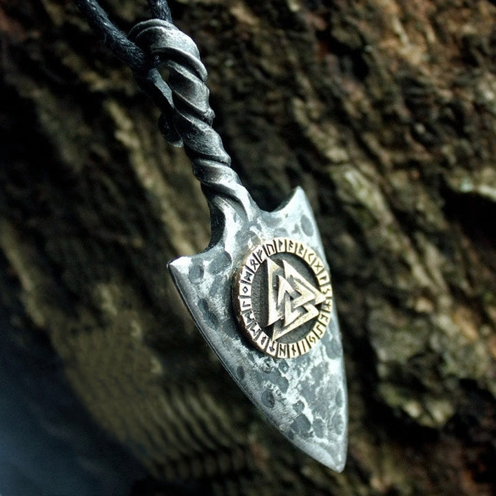 WorldNorse Valknut Spear Weapon Rope Necklace