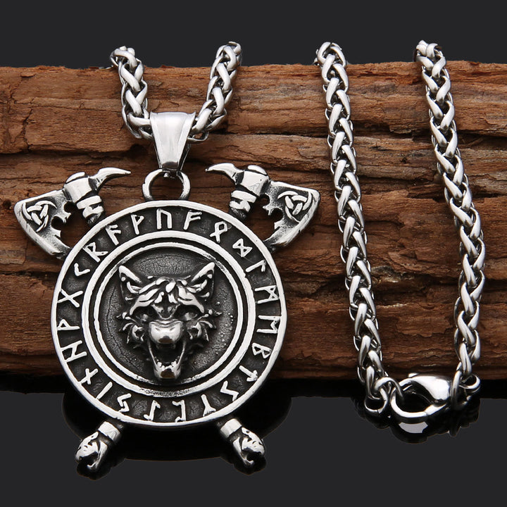 WorldNorse Triple Horn of Odin Axe Necklace