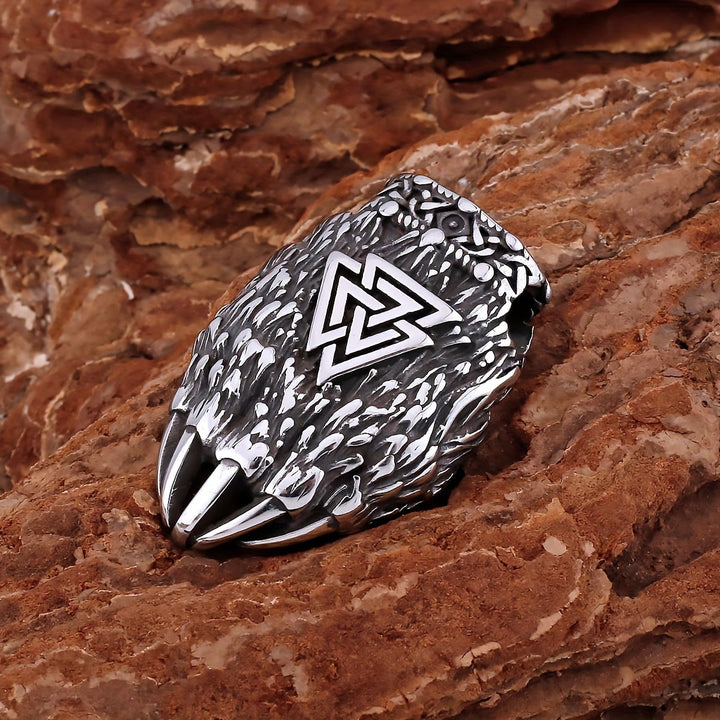 WorldNorse Viking Bear Paw Valknut Necklace