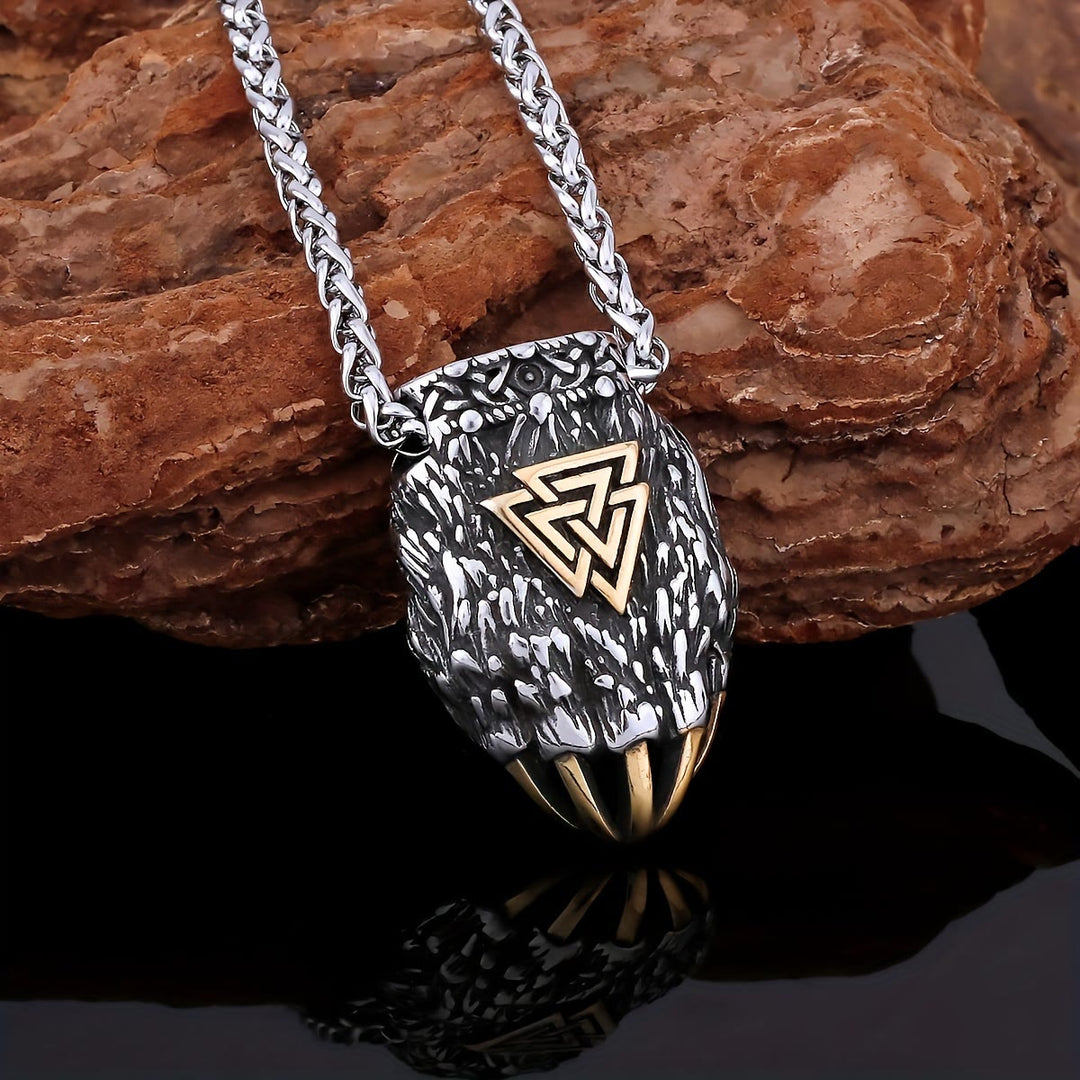 WorldNorse Viking Bear Paw Valknut Necklace