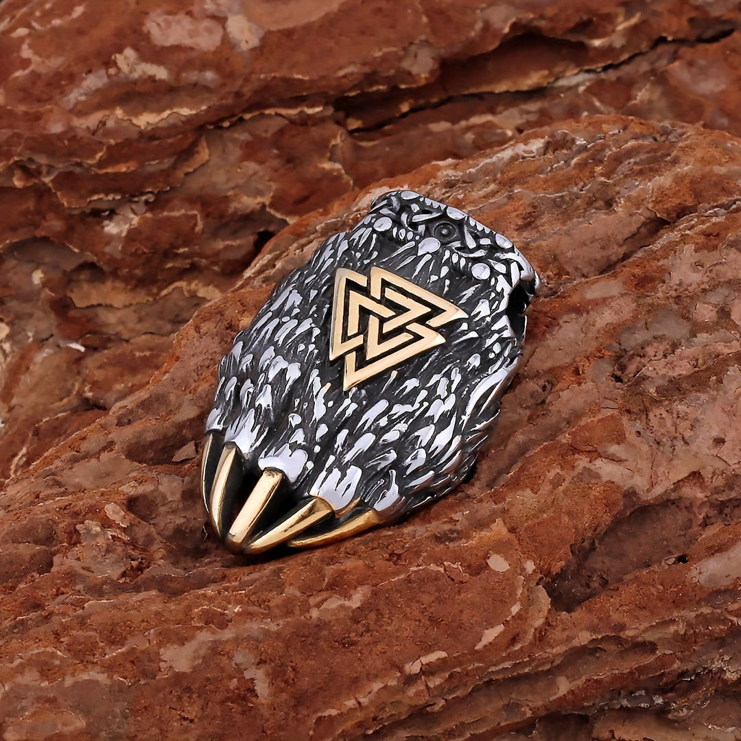 WorldNorse Viking Bear Paw Valknut Necklace