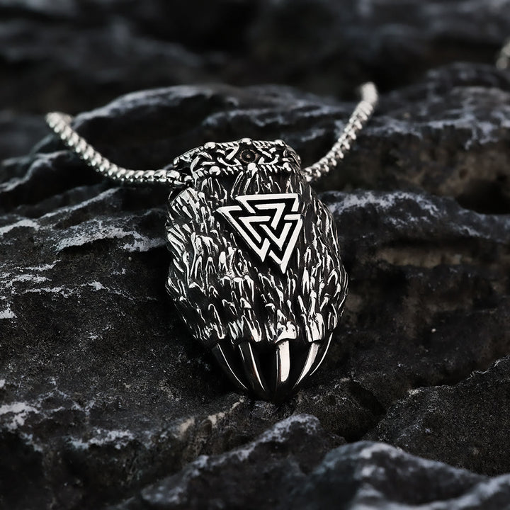 WorldNorse Viking Bear Paw Valknut Necklace