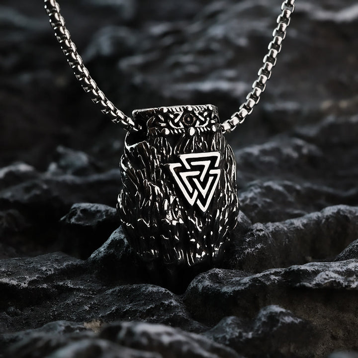 WorldNorse Viking Bear Paw Valknut Necklace