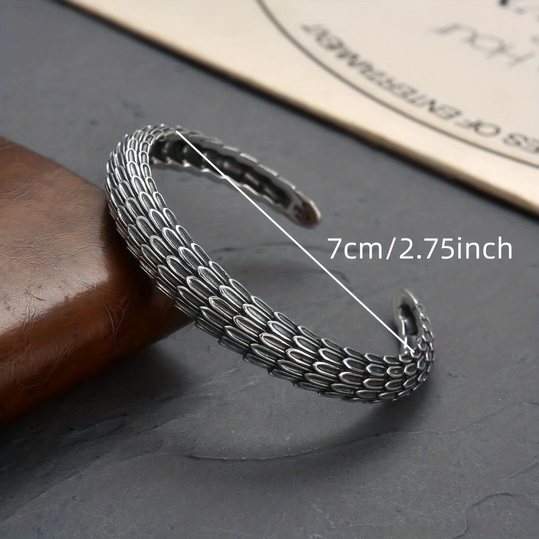 WorldNorse Retro Dragon Scale Cuff Opening Bracelet