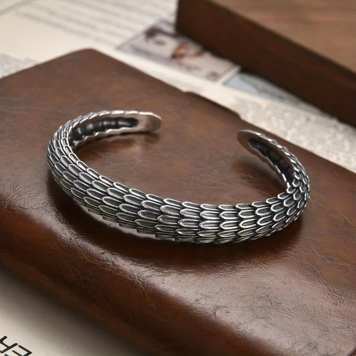 WorldNorse Retro Dragon Scale Cuff Opening Bracelet