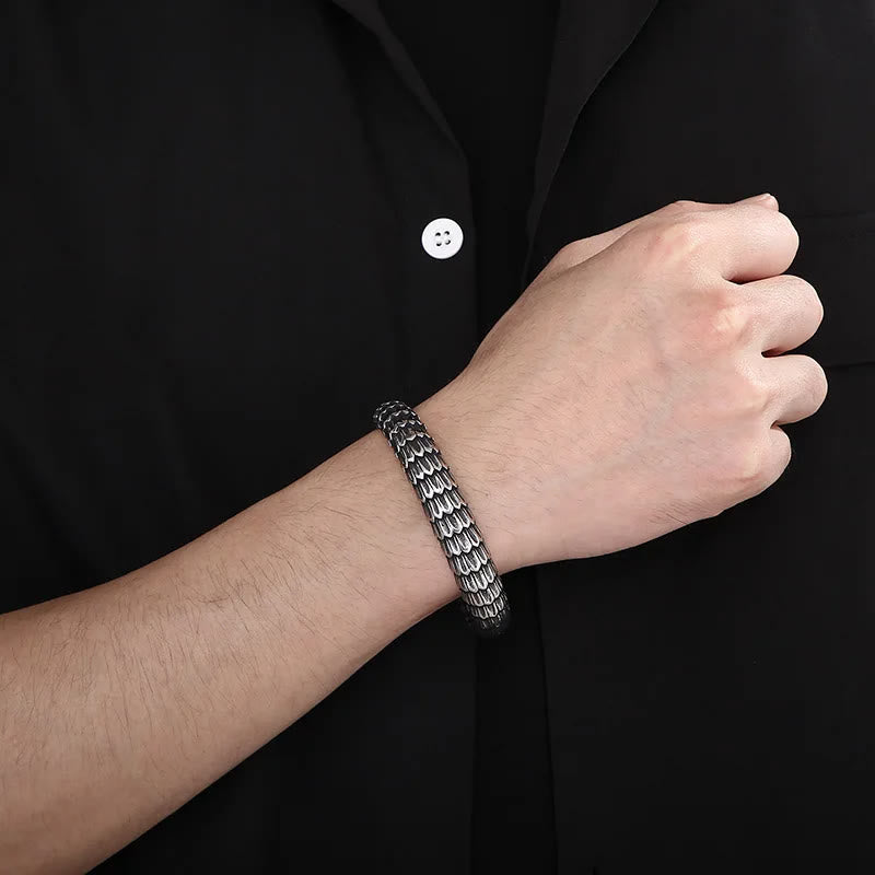 WorldNorse Retro Dragon Scale Cuff Opening Bracelet