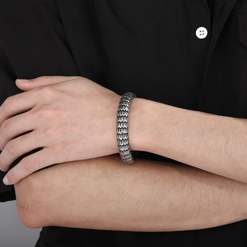 WorldNorse Retro Dragon Scale Cuff Opening Bracelet