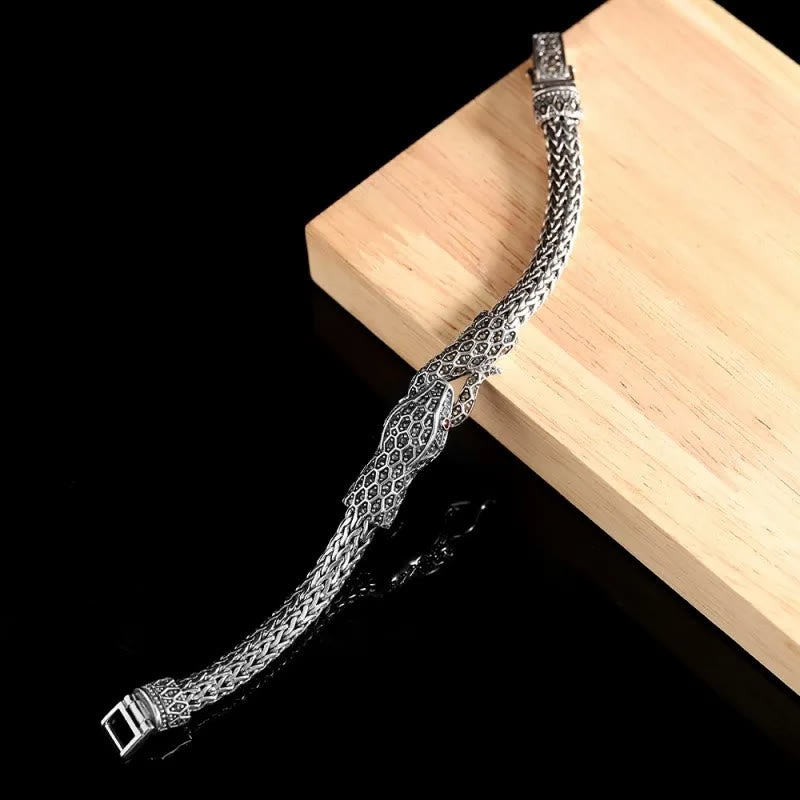 WorldNorse 925 Sterling Silver Marseille Stone Snake Bracelet