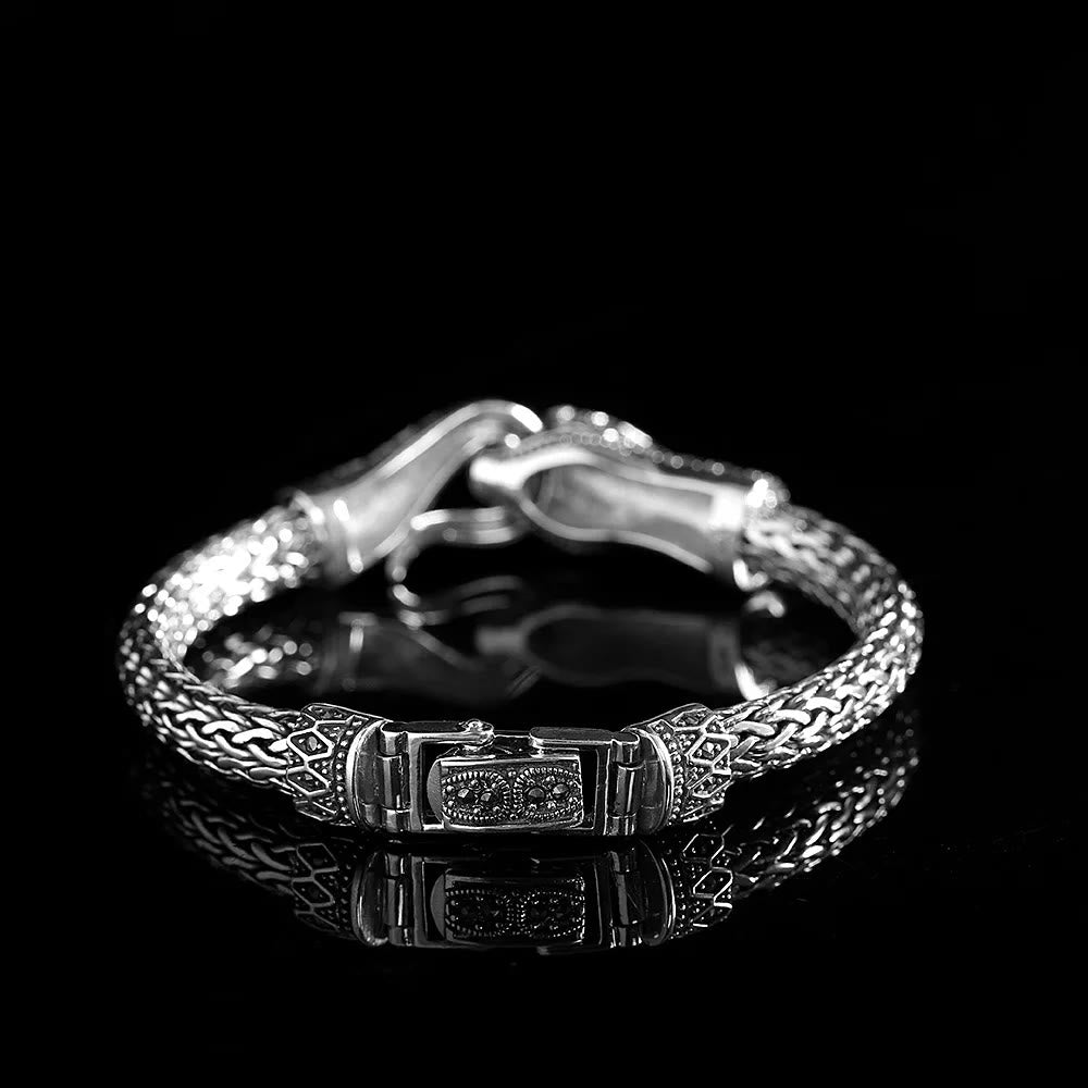 WorldNorse 925 Sterling Silver Marseille Stone Snake Bracelet
