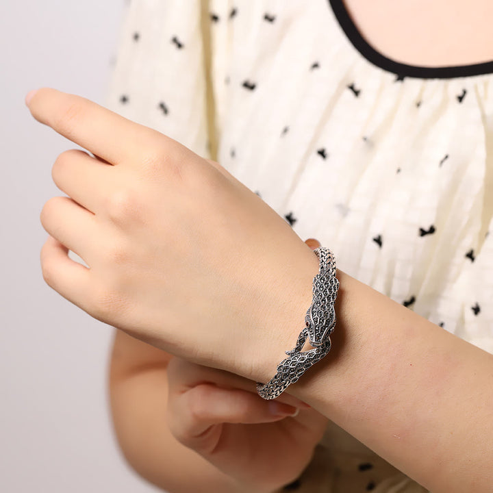 WorldNorse 925 Sterling Silver Marseille Stone Snake Bracelet