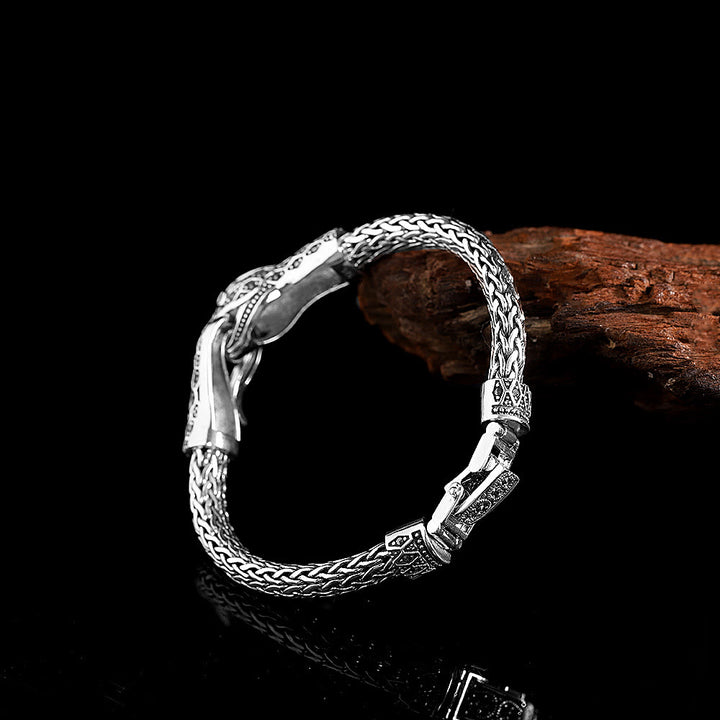 WorldNorse 925 Sterling Silver Marseille Stone Snake Bracelet