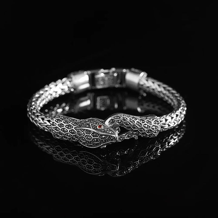 WorldNorse 925 Sterling Silver Marseille Stone Snake Bracelet