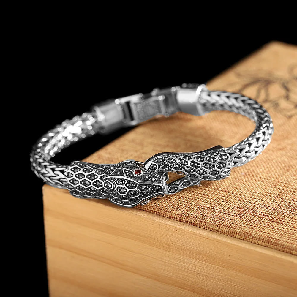 WorldNorse 925 Sterling Silver Marseille Stone Snake Bracelet