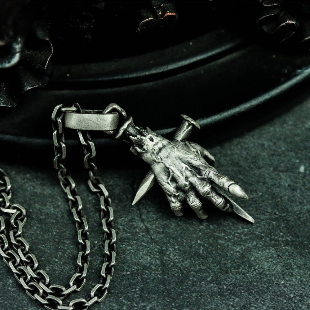 WorldNorse Gothic Devil's Hand Cross Necklace