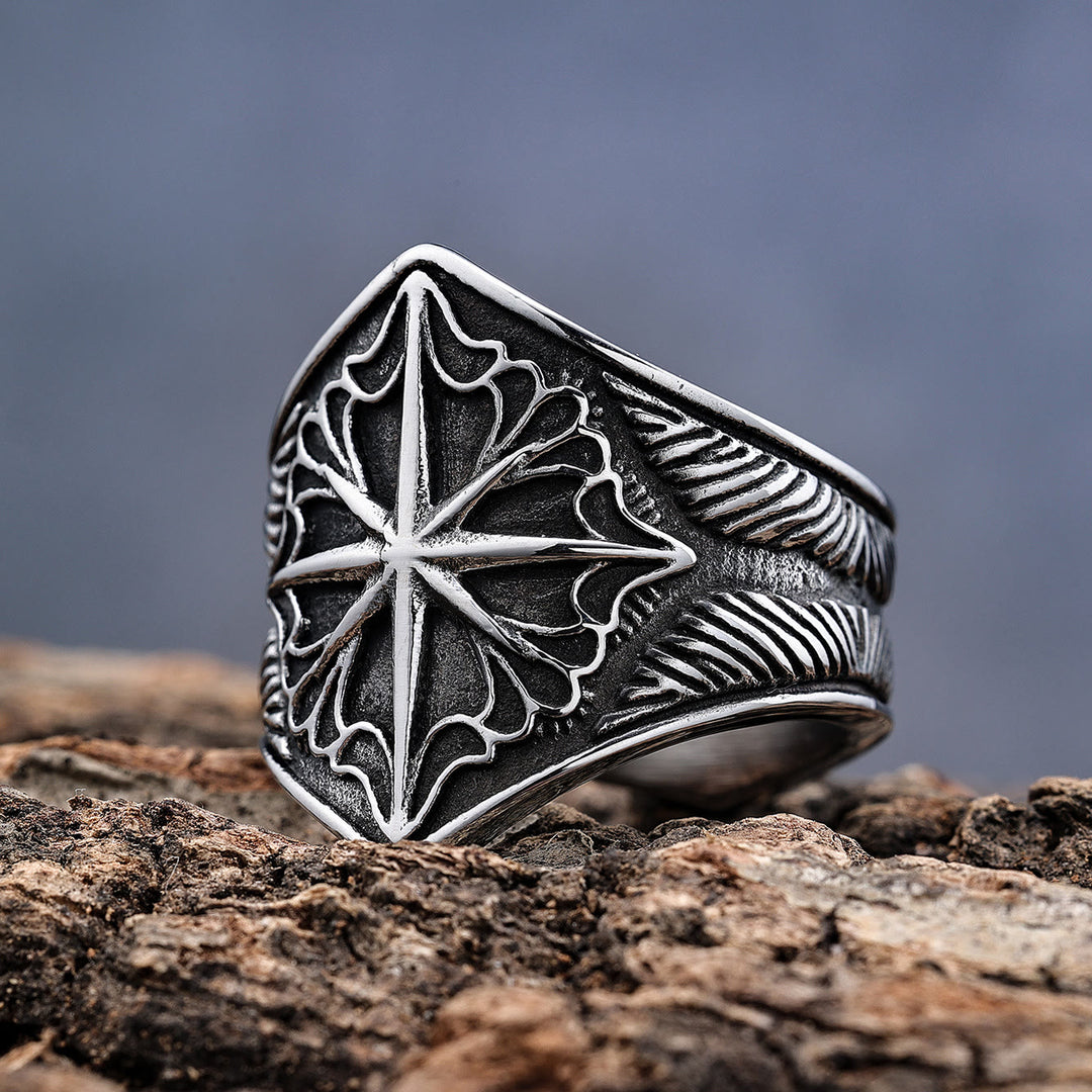 WorldNorse Six Pointed Star Stainless Steel Ring