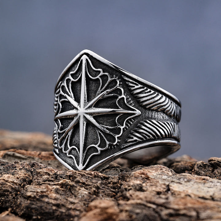 WorldNorse Six Pointed Star Stainless Steel Ring
